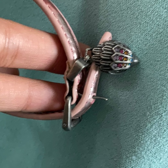 Kurt Geiger Jewelry - Kurt Geiger Pink Leather Charm Bracelet with Silver-tone Bird Pendant
